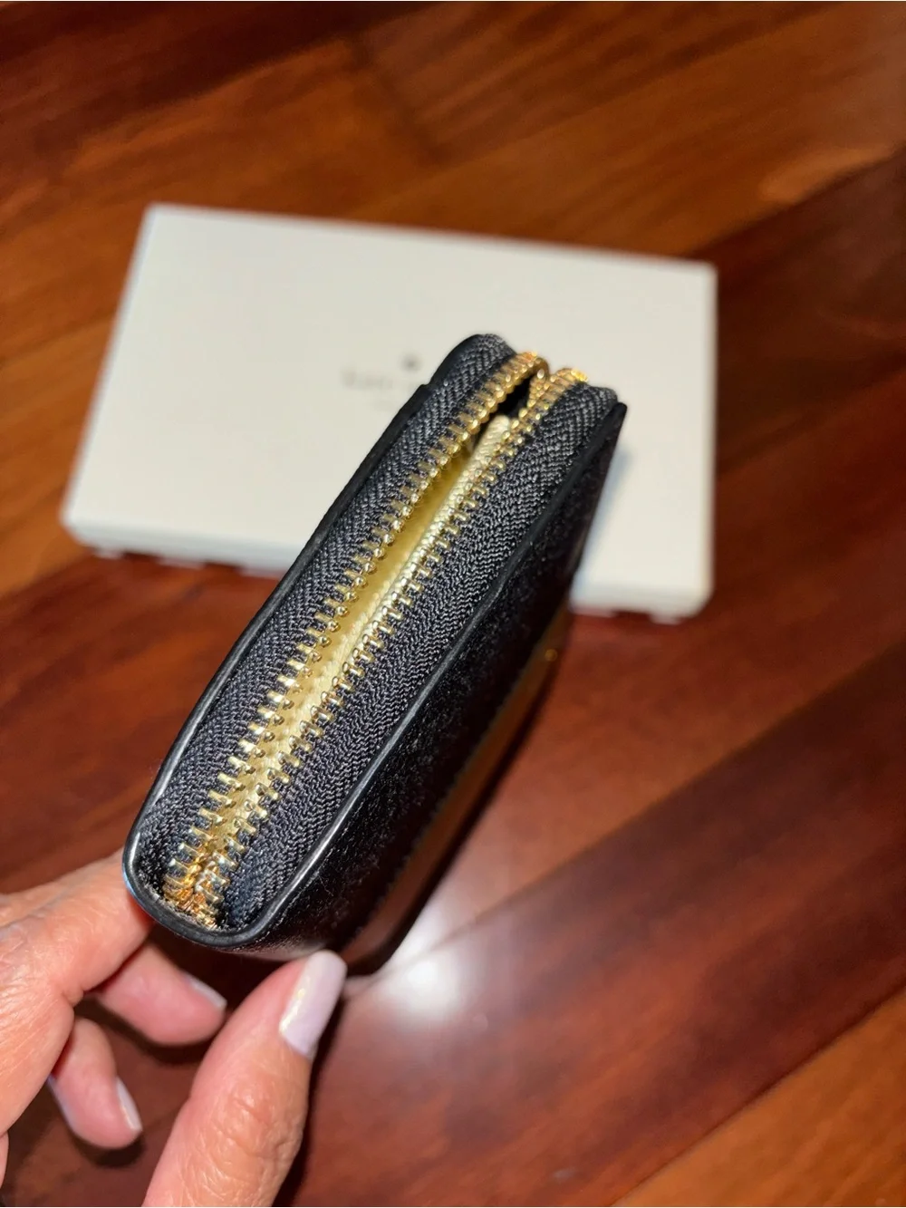 kate spade NY Cedar Street Racing Stripe Lacey Black and Metallic Gold Walllet